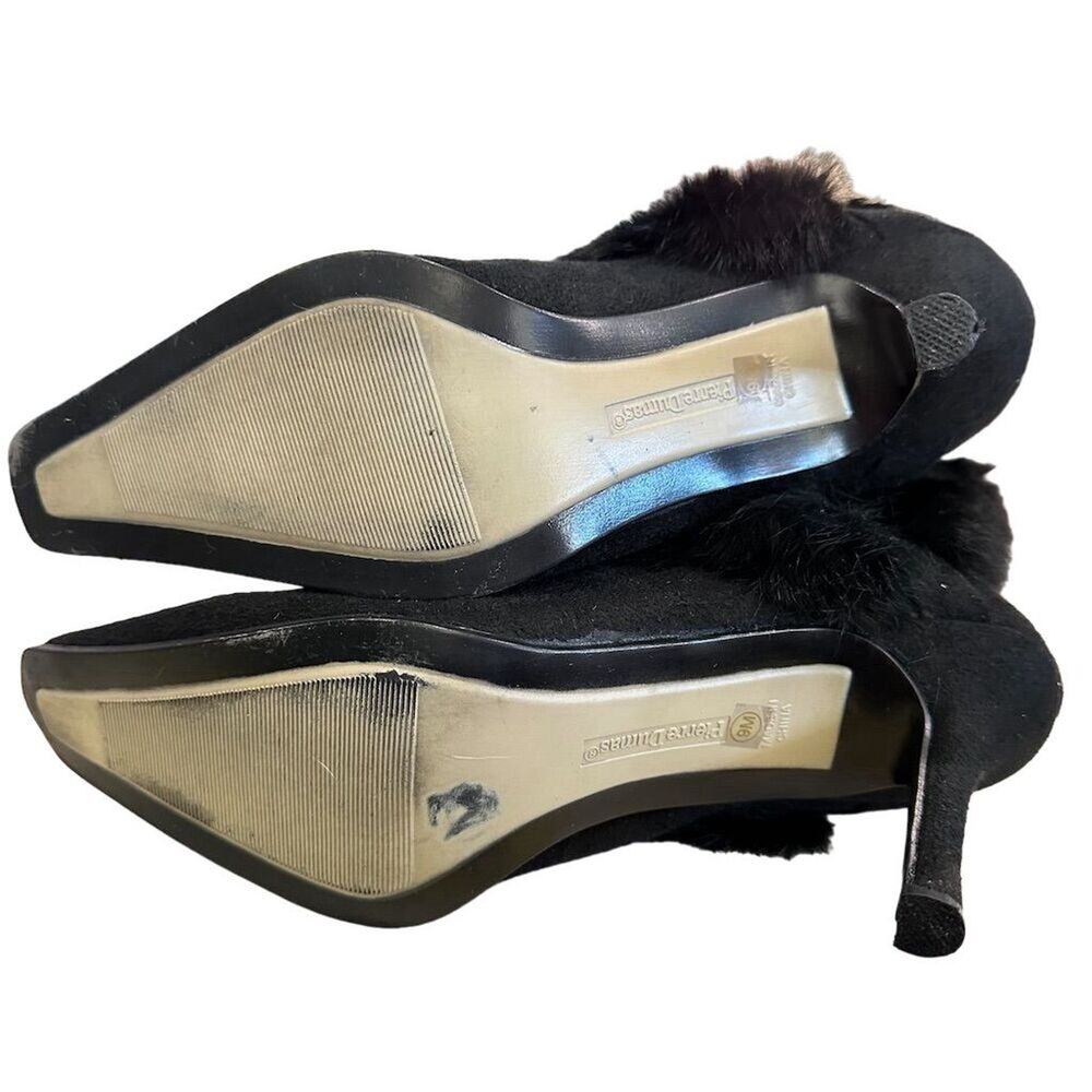 Pierre Dumas Women's Black Stiletto Heel Boots Size 9M Faux Fur Trim - Picture 7 of 9